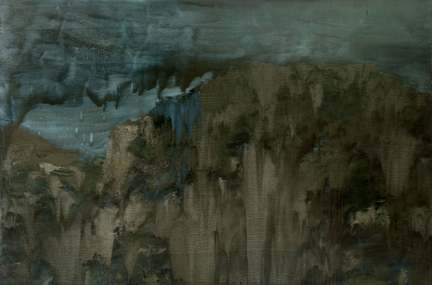 Pablo Gonzalez-Trejo, Untitled (Landscape), 130 x 195 cm, Oil, Iron and Pearls on canvas, 2016