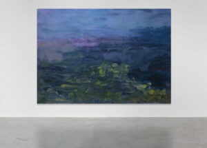 A dynamic abstract painting by Pablo González-Trejo exploring entropy through bold colors.